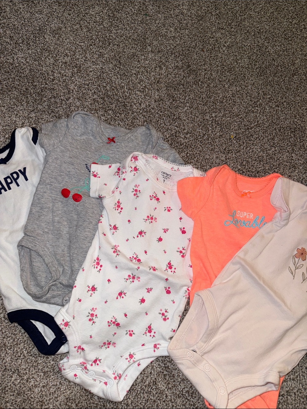 Carter's Baby Girls' Onesie Set of 5 bodysuits in variety colors